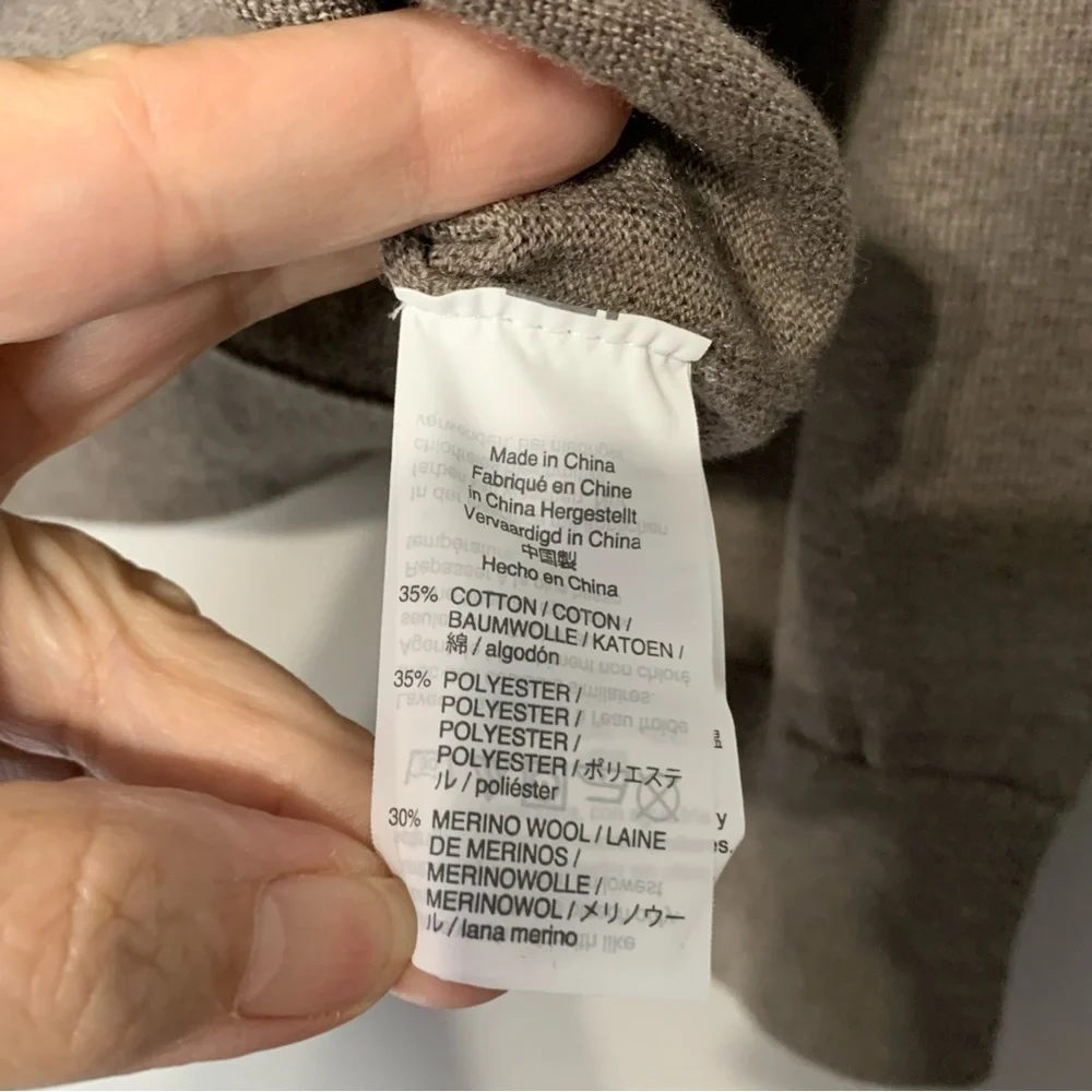 J.CREW Mercantile NWT merino Wool Blend brn grey 1/4 Zip pullover sweater Size M